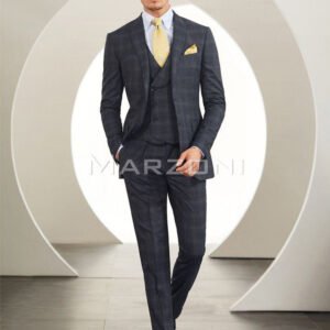 Charcoal Grey Check Super 150s Three-Piece Made-to-Measure Wool Suit