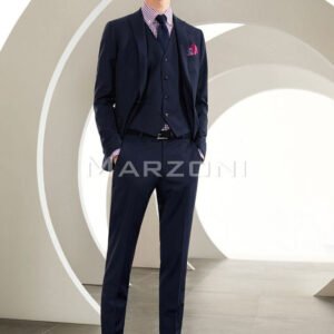Super 150s Navy Three-Piece Made-to-Measure Wool Suit