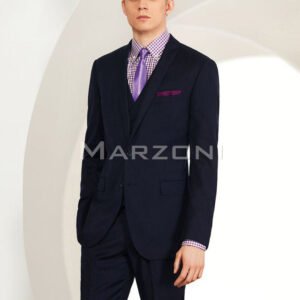 Navy Super 150s Three-Piece Made-to-Measure Wool Suit