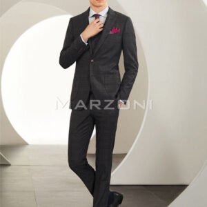 Grey & Pink Plaid Wool Two-Piece Made-to-Measure Suit