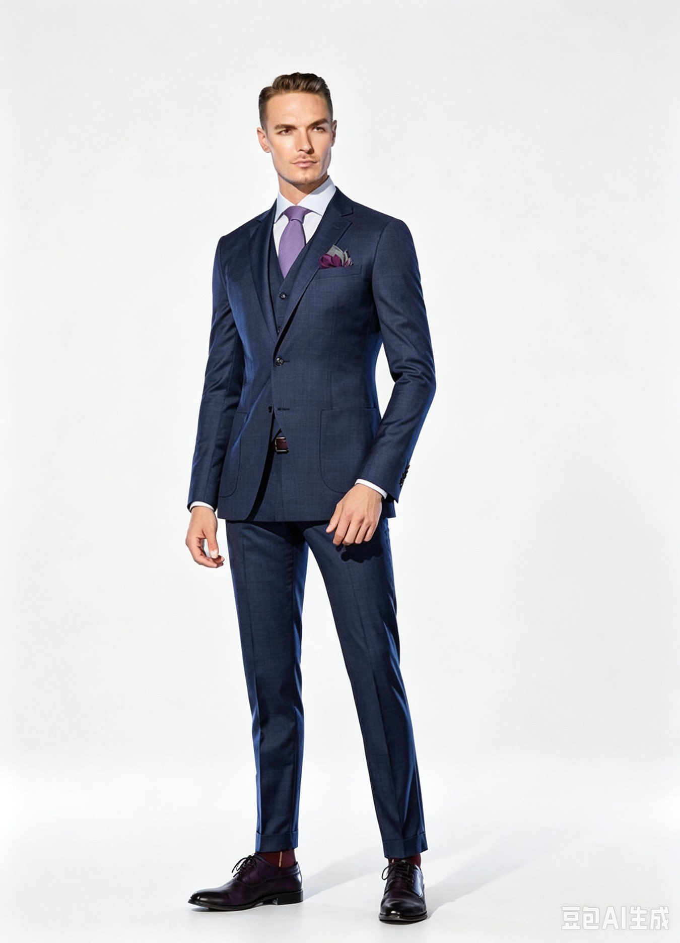 Blue Plaid Super 150s Wool Two-Piece Made-to-Measure Suit - Image 3