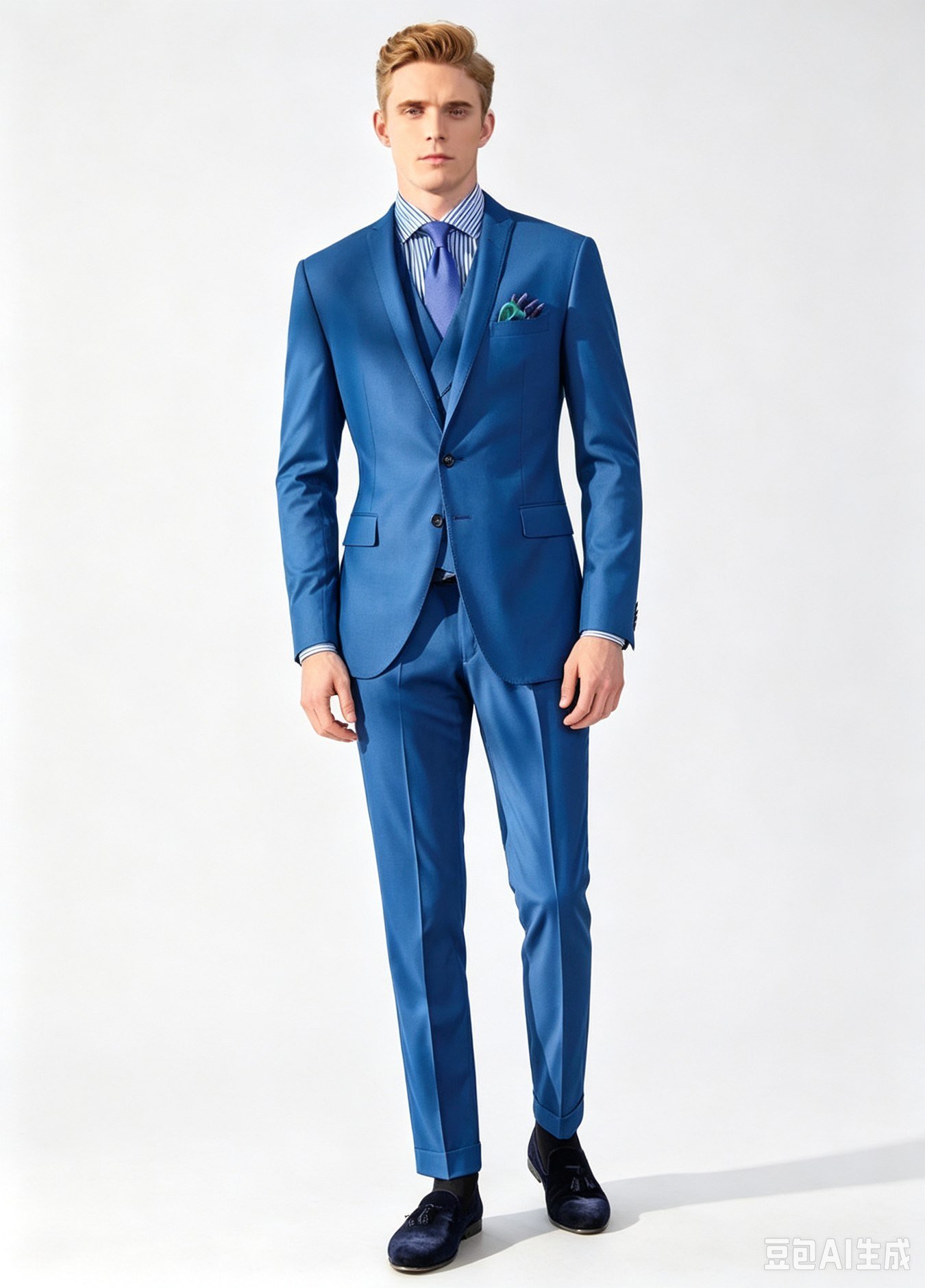 Royal Blue Super 150s Wool Three-Piece Made-to-Measure Suit - Image 3