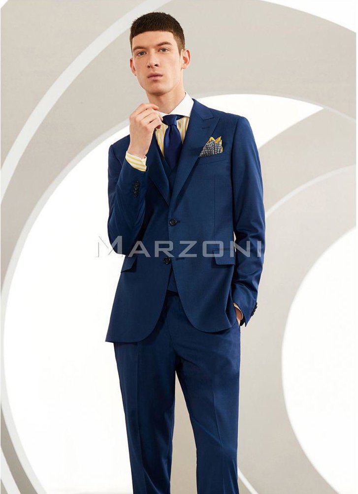Navy Super 150s Wool Three-Piece Made-to-Measure Suit