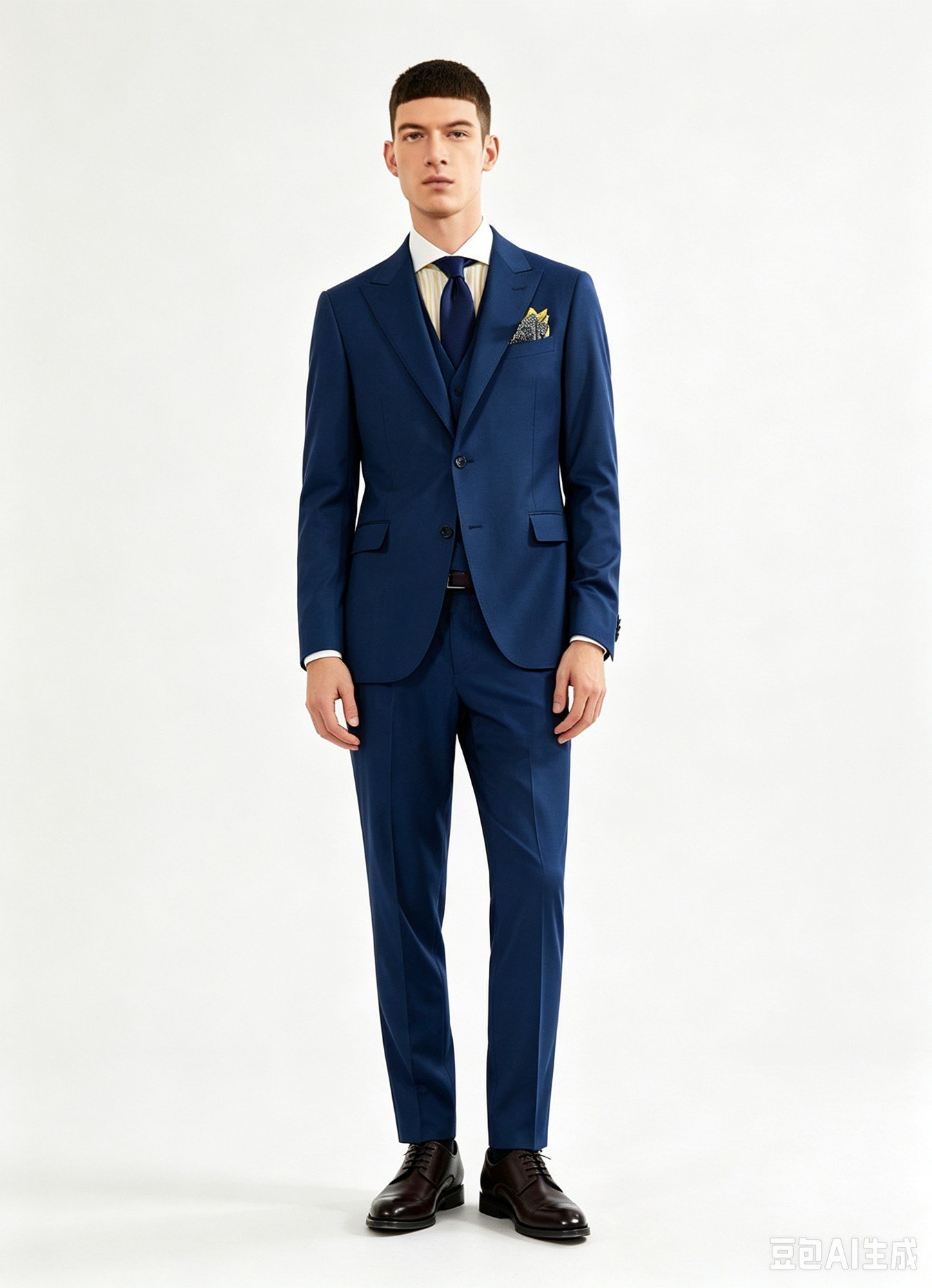 Navy Super 150s Wool Three-Piece Made-to-Measure Suit - Image 3