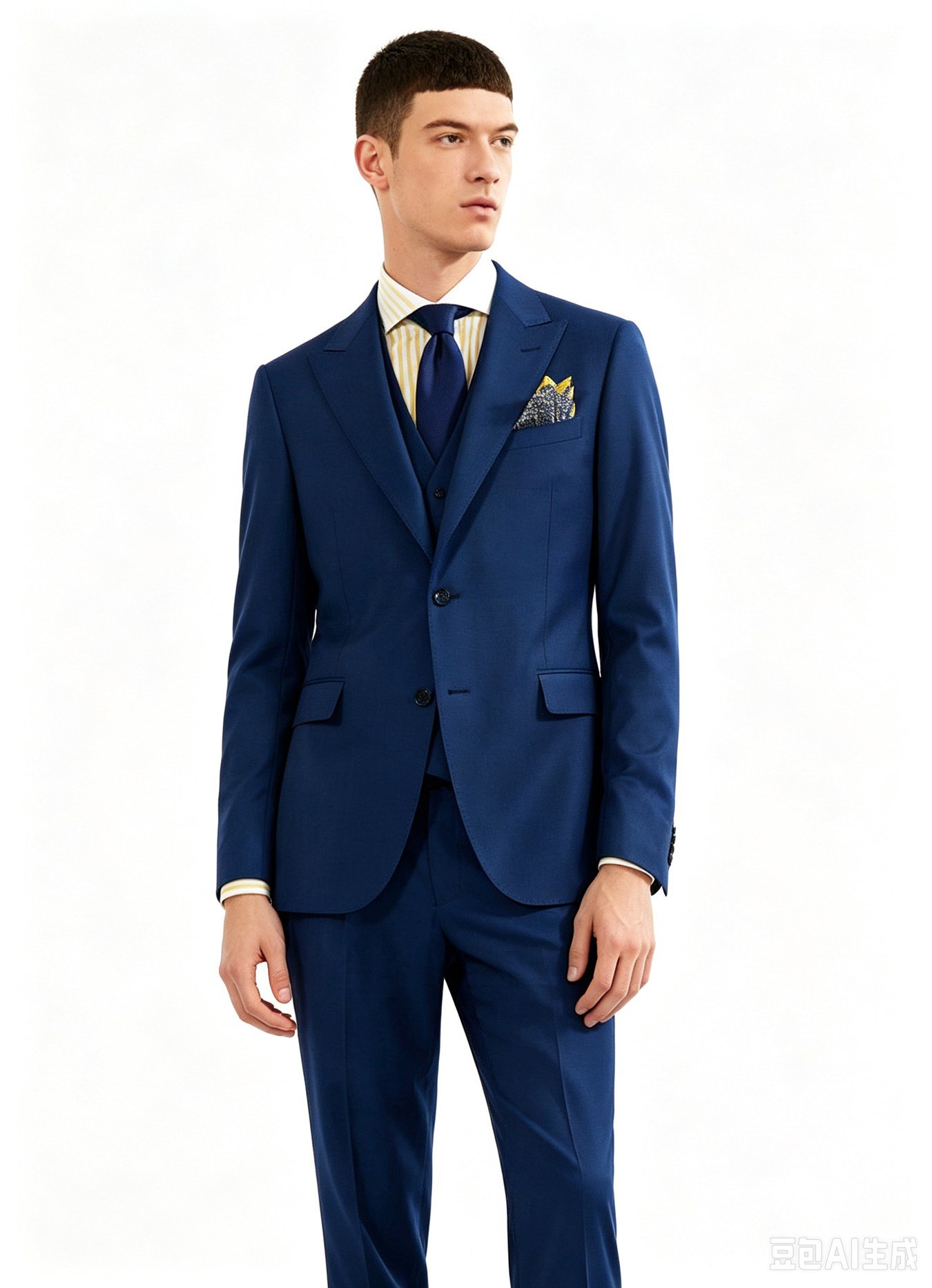 Navy Super 150s Wool Three-Piece Made-to-Measure Suit - Image 4