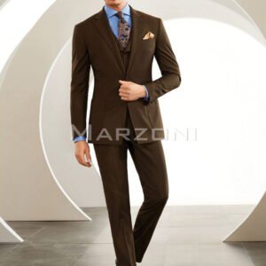 Brown Super 150s Wool Three-Piece Made-to-Measure Suit