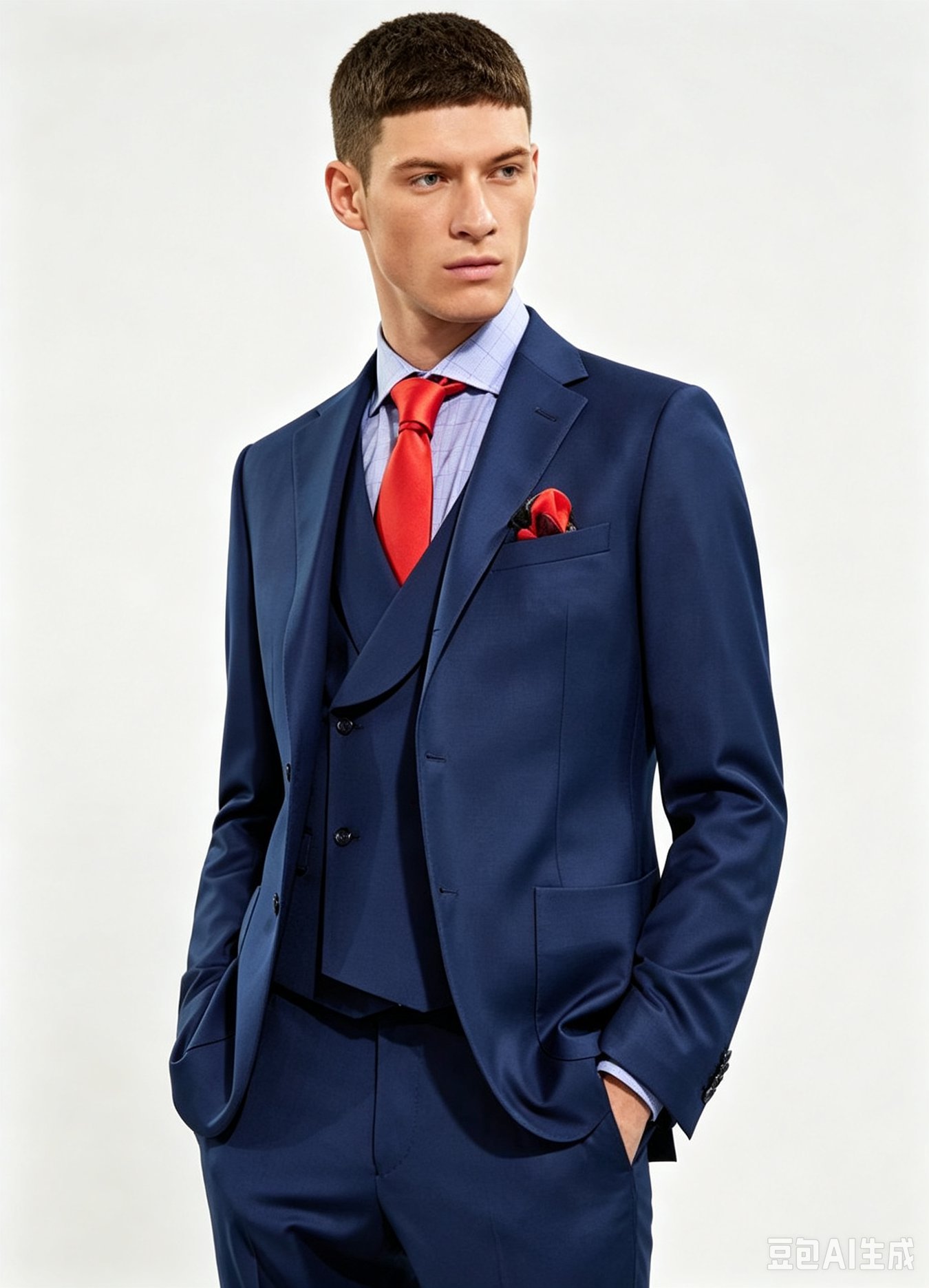 Navy Super 150s Wool Three-Piece Made-to-Measure Suit - Image 4