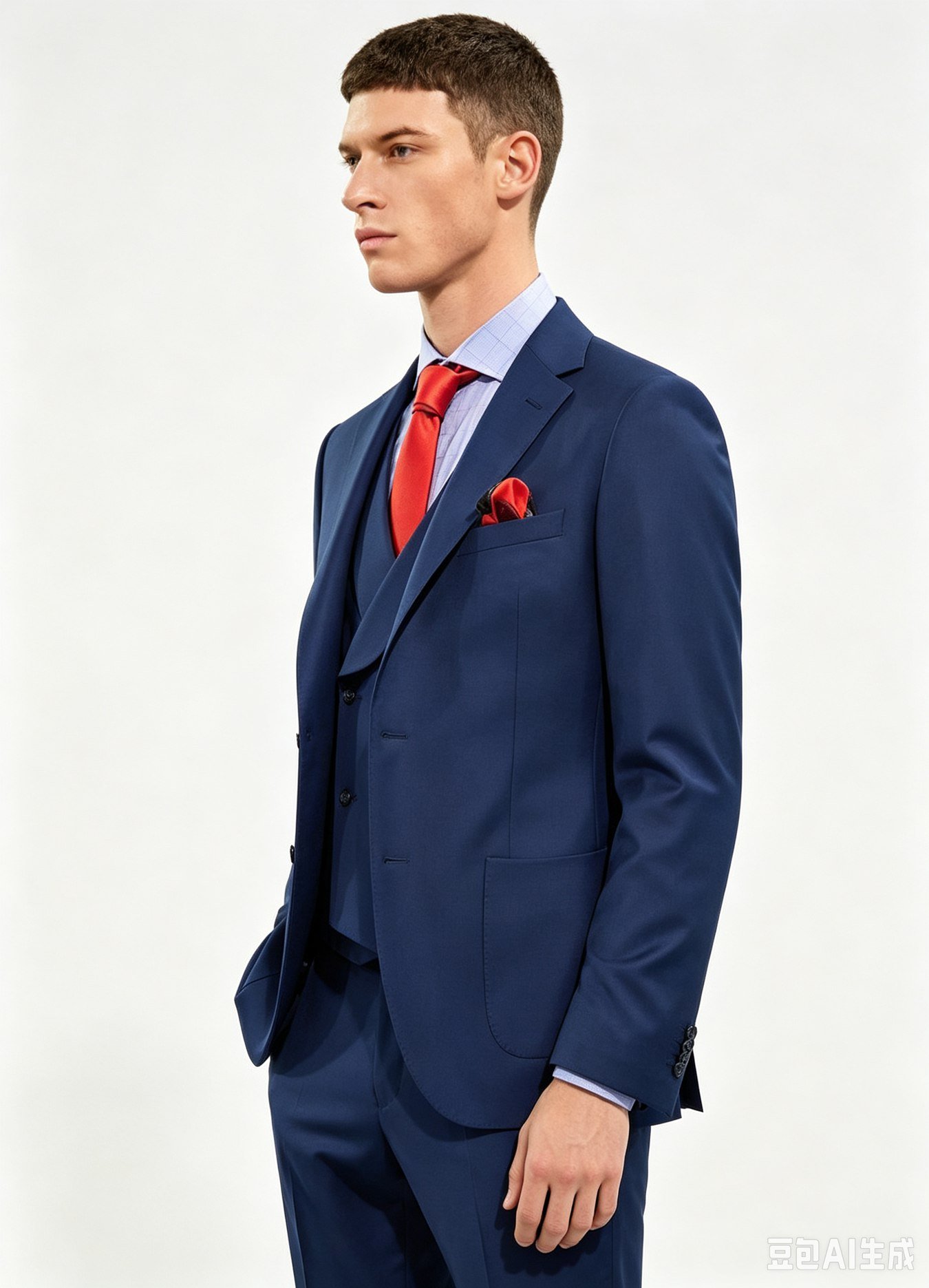 Navy Super 150s Wool Three-Piece Made-to-Measure Suit - Image 5