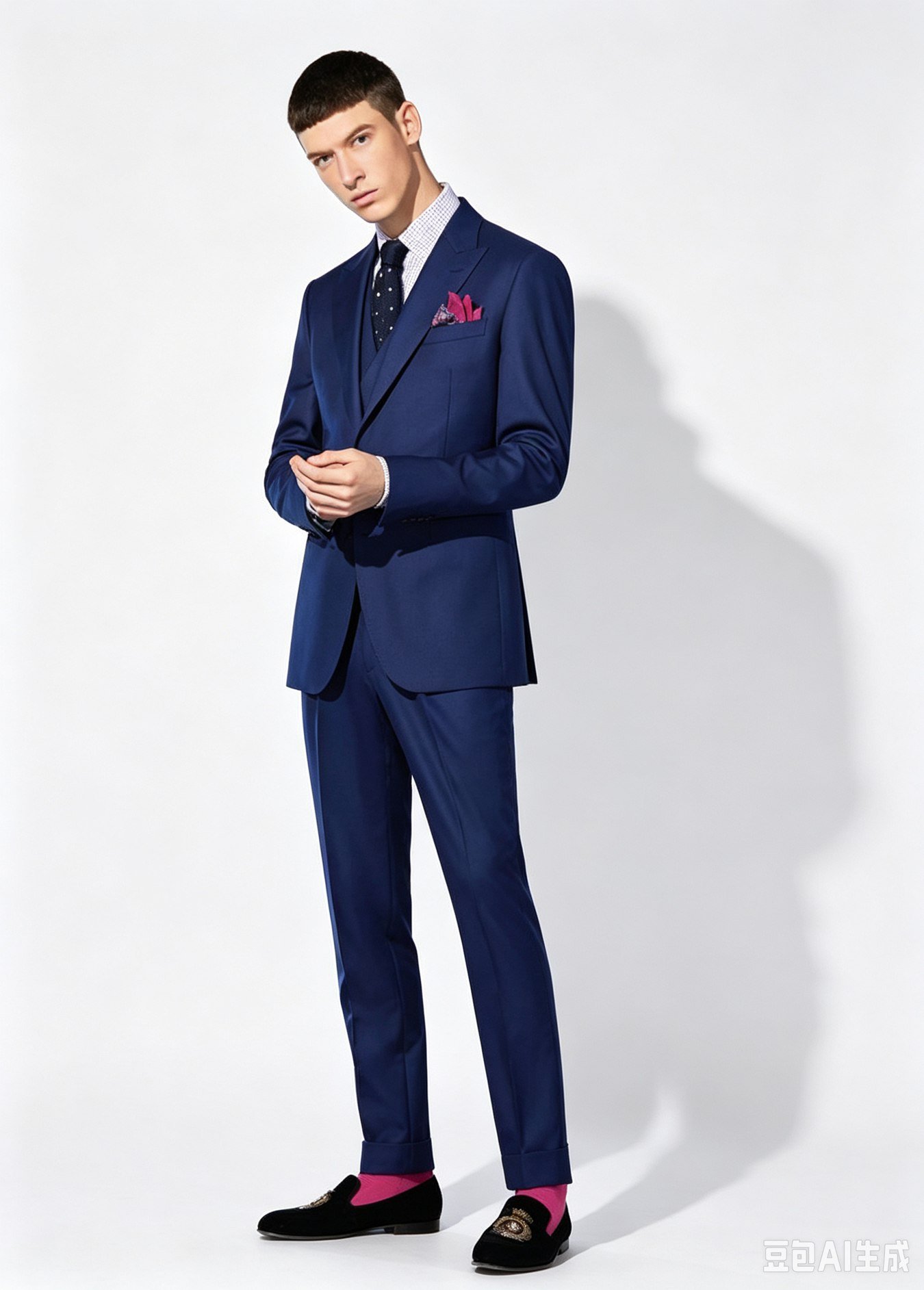 Navy Three-Piece Made-to-Measure Wool Suit - Image 4