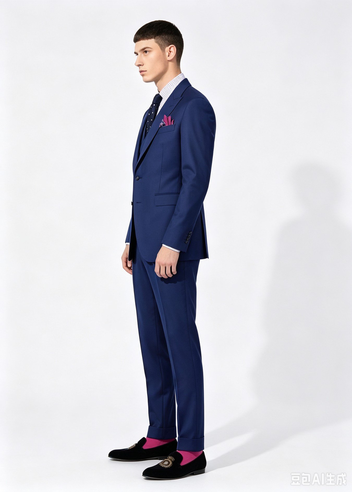 Navy Three-Piece Made-to-Measure Wool Suit - Image 5