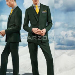 Dark Green Three-Piece Made-to-Measure Wool Suit