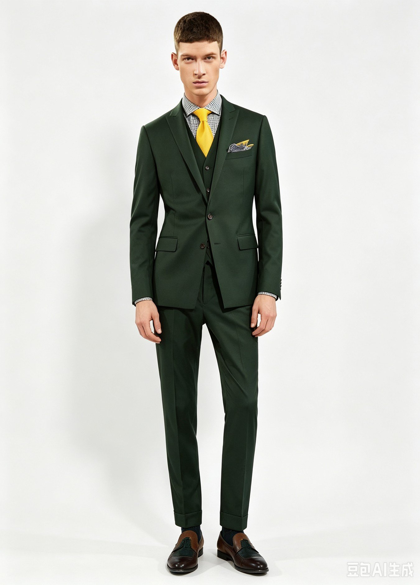 Dark Green Three-Piece Made-to-Measure Wool Suit - Image 3