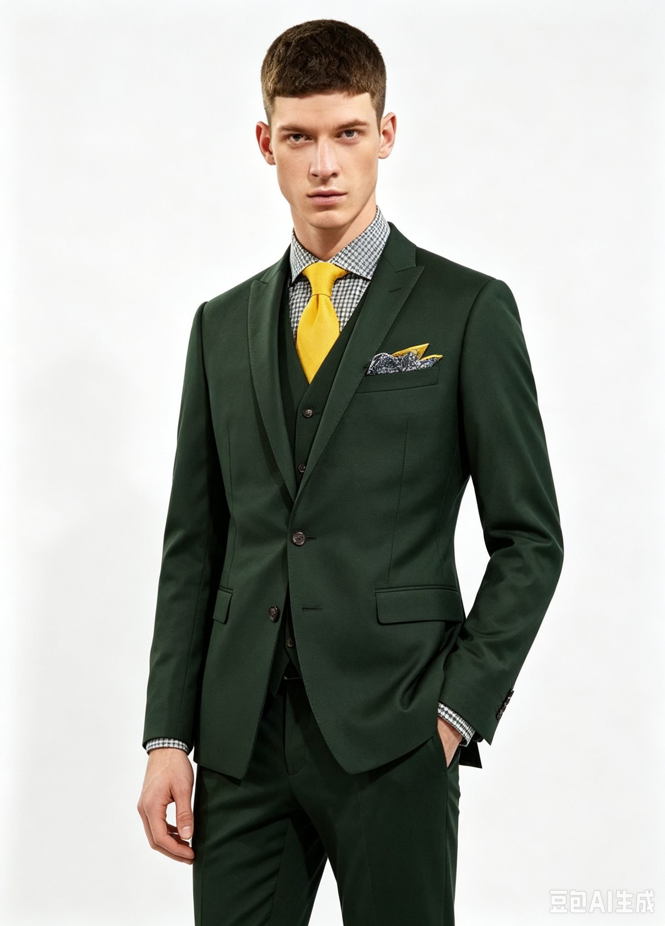 Dark Green Three-Piece Made-to-Measure Wool Suit - Image 4
