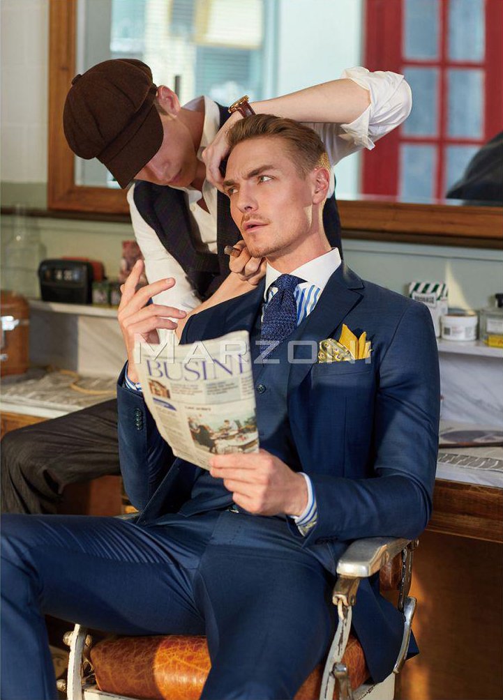 Navy Wool Three-Piece Made-to-Measure Suit