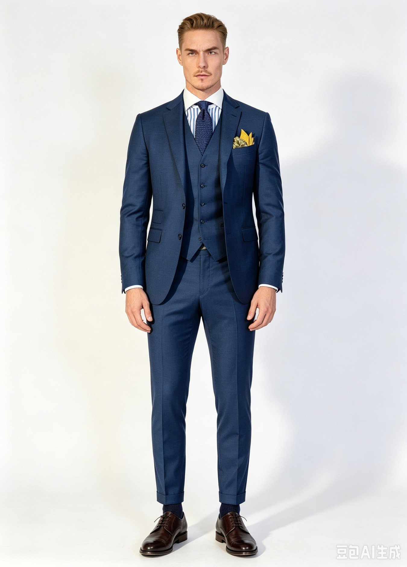 Navy Wool Three-Piece Made-to-Measure Suit - Image 3