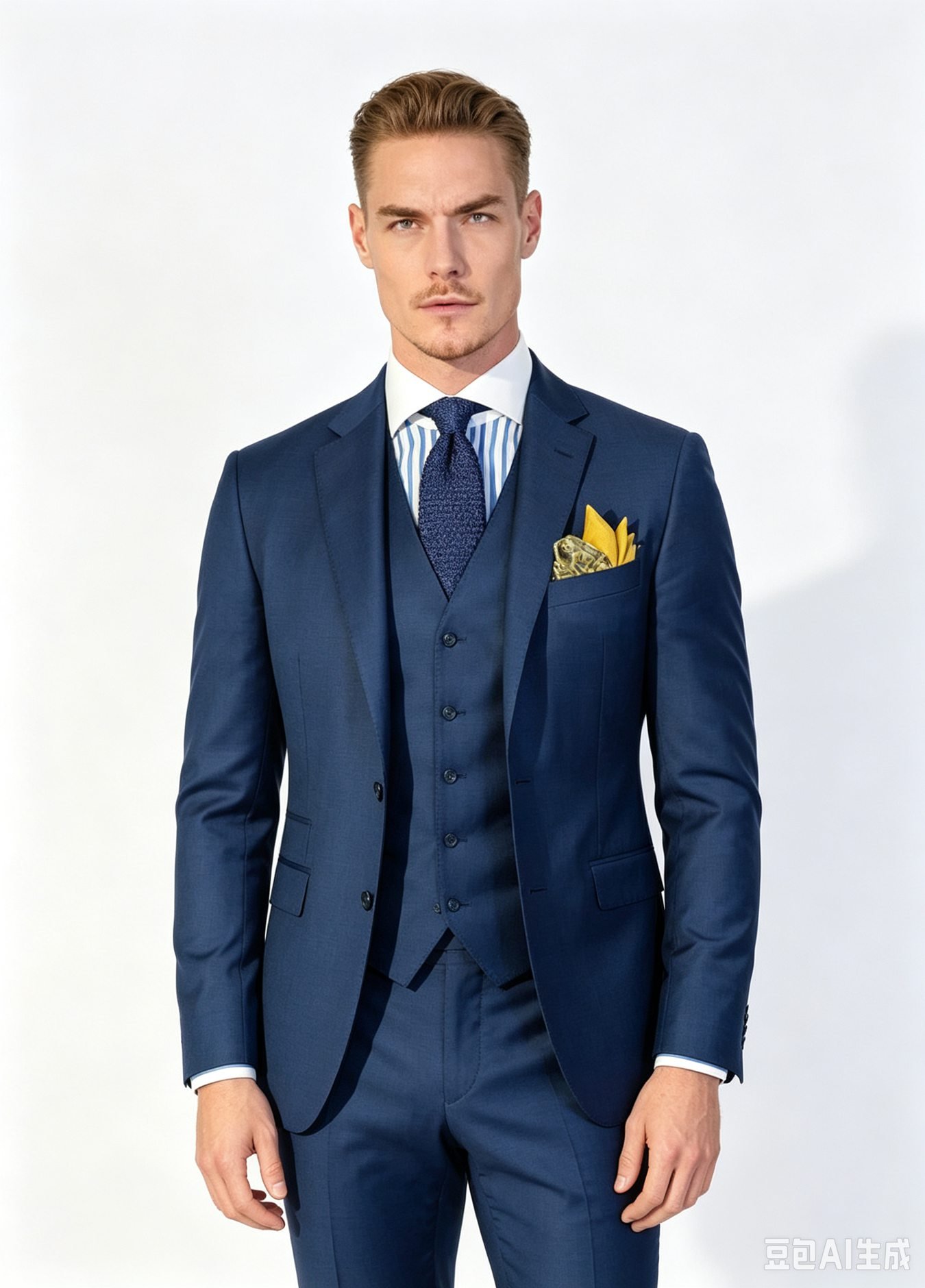 Navy Wool Three-Piece Made-to-Measure Suit - Image 4