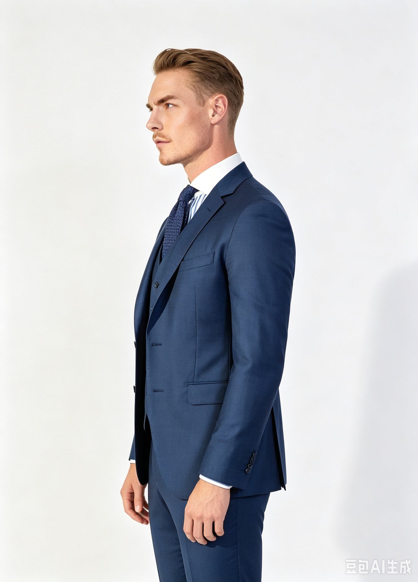 Navy Wool Three-Piece Made-to-Measure Suit - Image 5