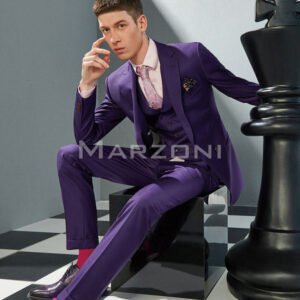 Purple Three-Piece Made-to-Measure Wool Suit