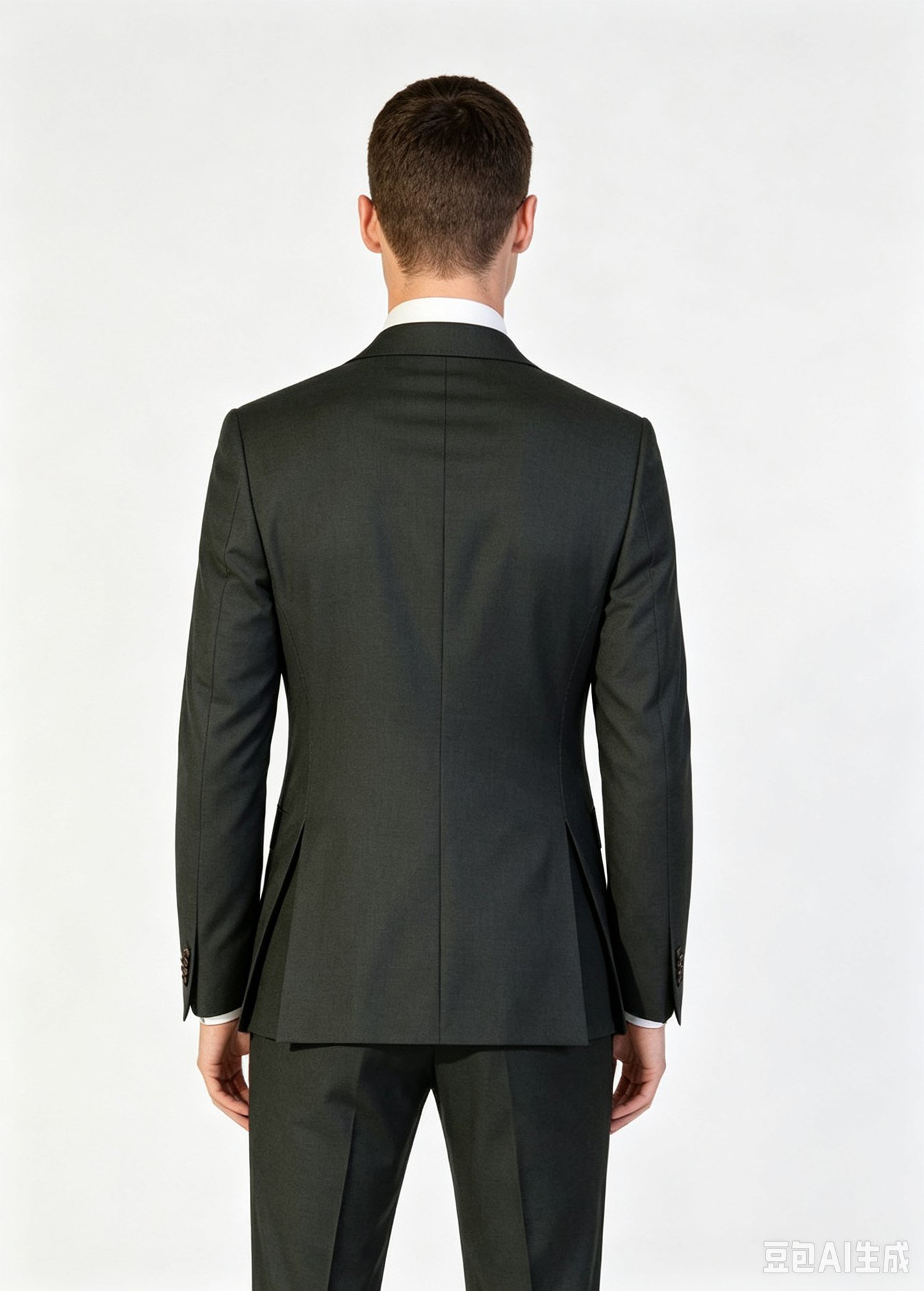 100% Wool Dark Charcoal Grey Three-Piece Made-to-Measure Wool Suit - Image 6