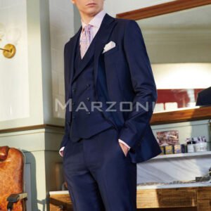 Midnight Blue Wool Three-Piece Made-to-Measure Suit