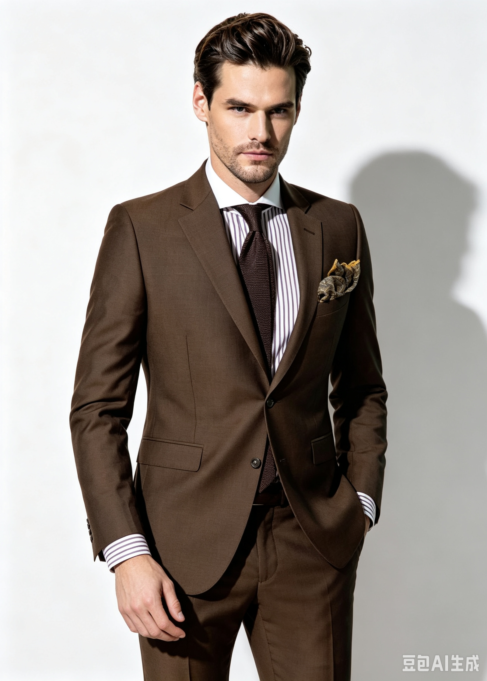 Super 130s Wool Two-Piece Classic Fit Suit, Coffee Brown - Image 5