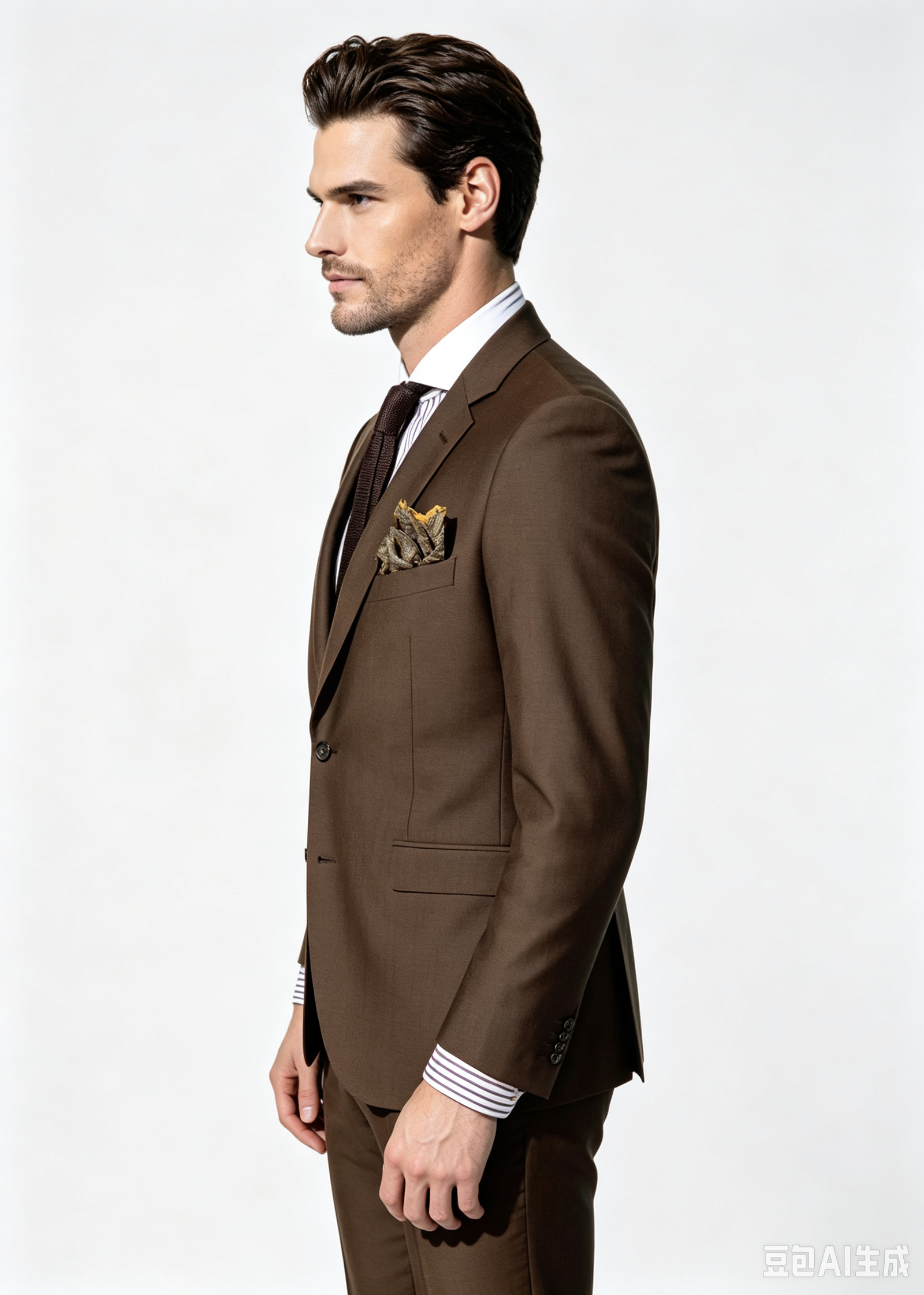 Super 130s Wool Two-Piece Classic Fit Suit, Coffee Brown - Image 4