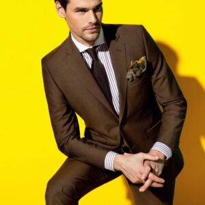 Super 130s Wool Two-Piece Classic Fit Suit, Coffee Brown