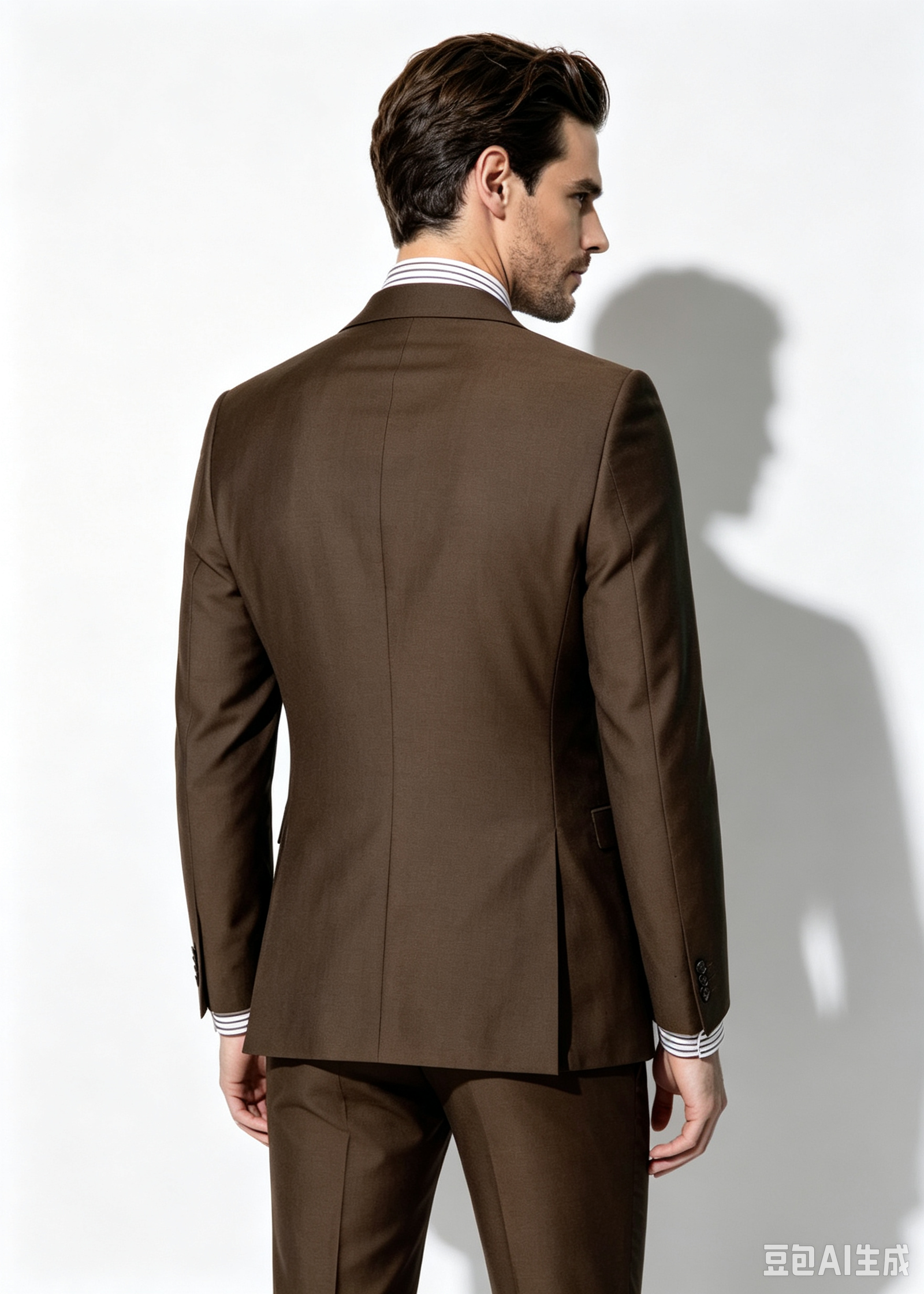 Super 130s Wool Two-Piece Classic Fit Suit, Coffee Brown - Image 3