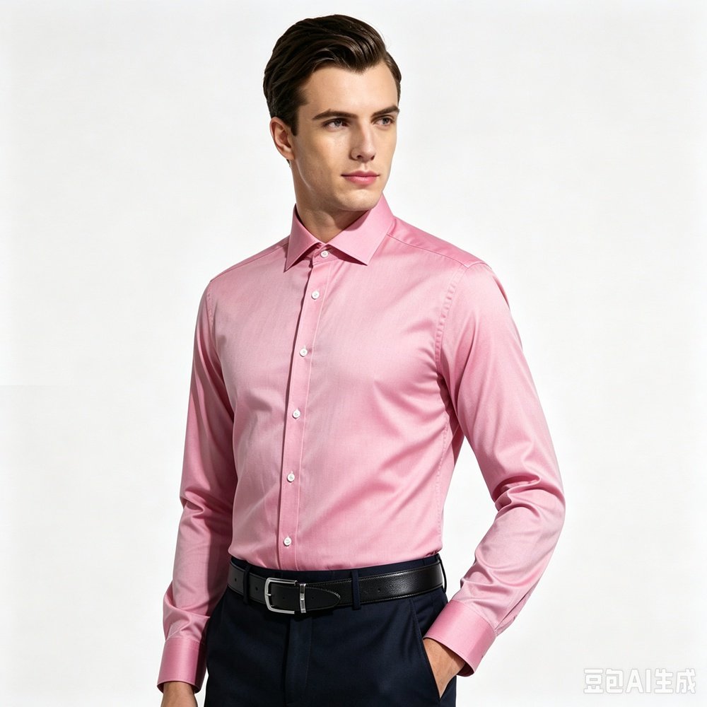 Men's Light Pink Cotton Twill Made-to-Measure Shirt - Image 2