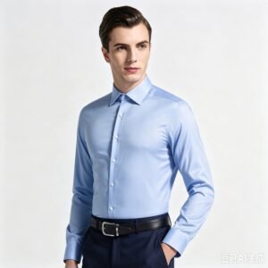 Men's Light Blue Cotton Twill Made-to-Measure Shirt