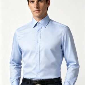 Men's Light Sky Blue Cotton Twill Made-to-Measure Shirt