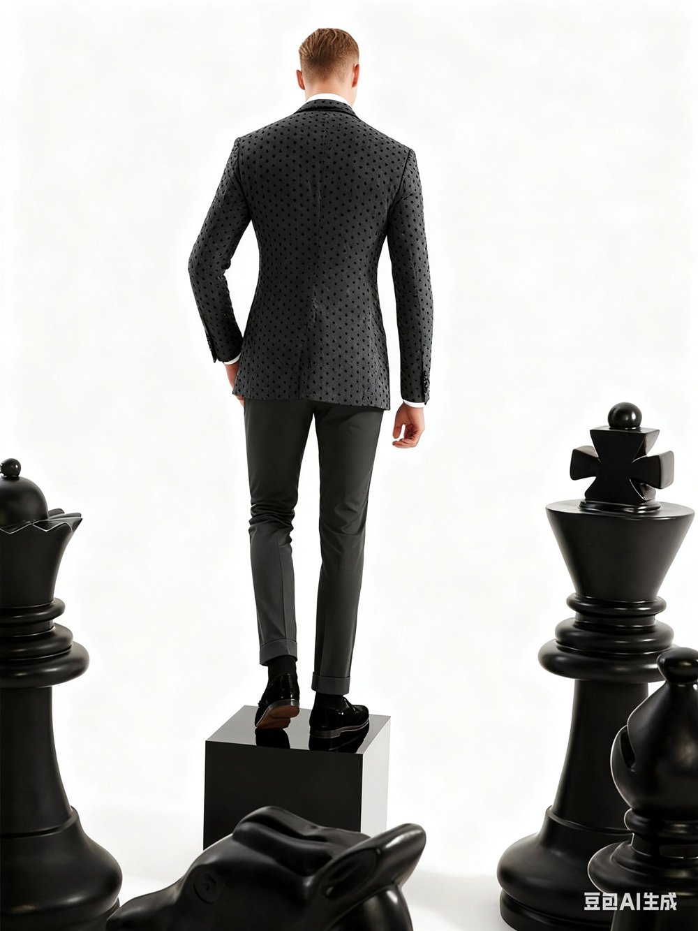 Grey Diamond Two-Piece Made-to-Measure Wool Tuxedo Suit - Image 4