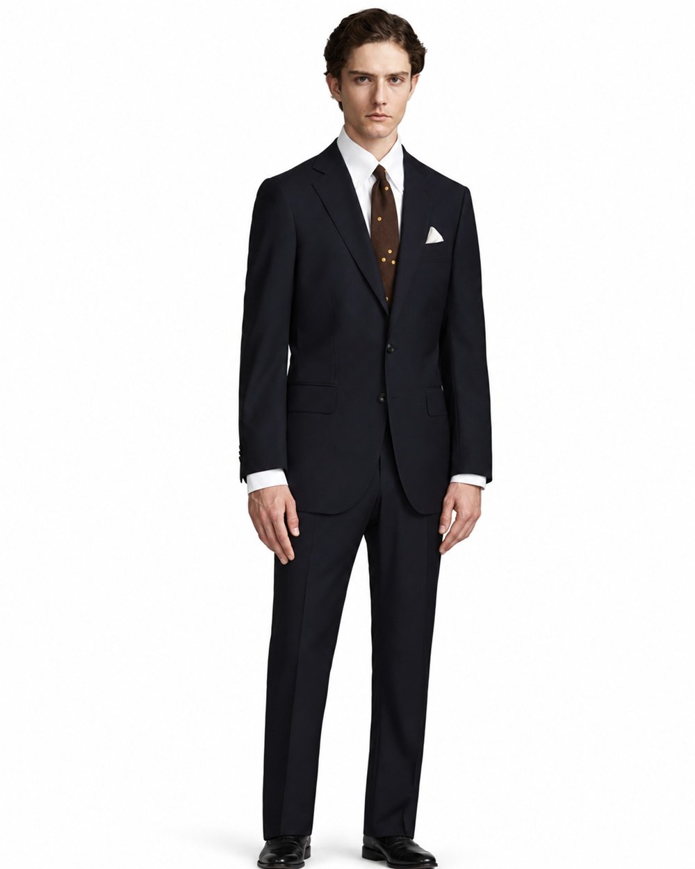 Deep Navy Herringbone Made-to-Measure Wool-Blend Suit - Image 2