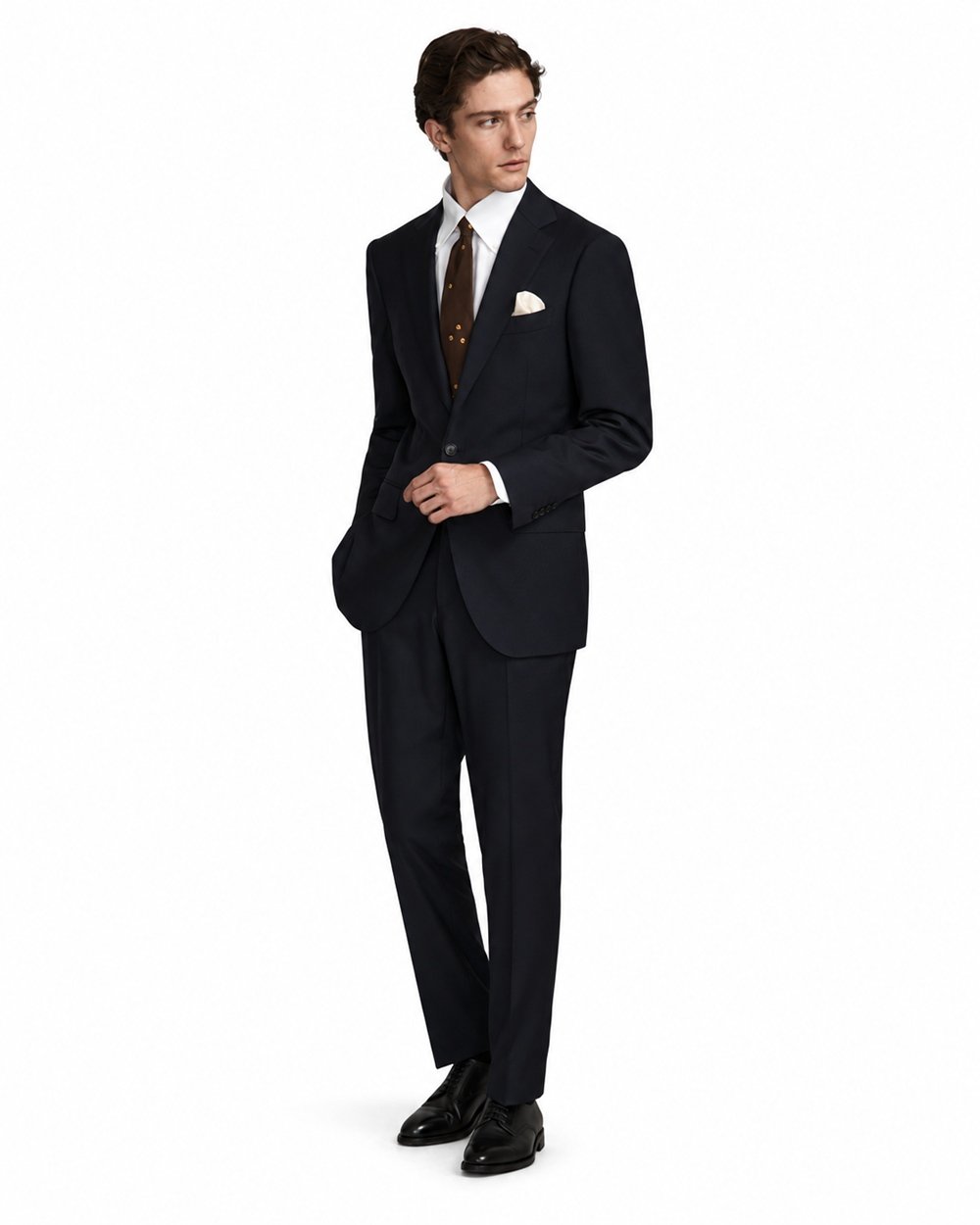 Deep Navy Herringbone Made-to-Measure Wool-Blend Suit - Image 4