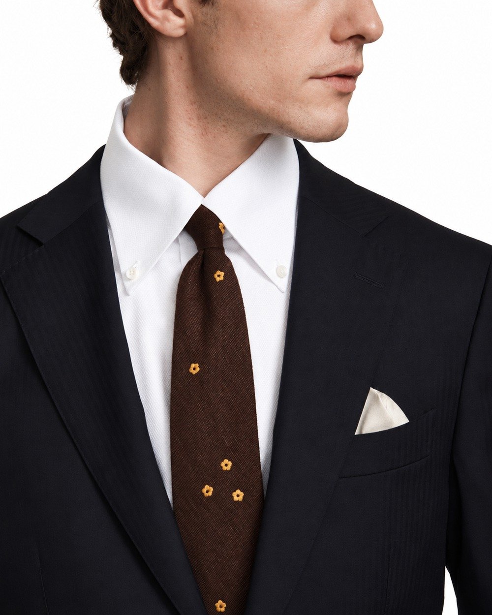 Deep Navy Herringbone Made-to-Measure Wool-Blend Suit - Image 5