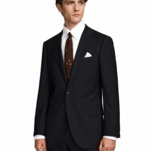 Deep Navy Herringbone Made-to-Measure Wool-Blend Suit