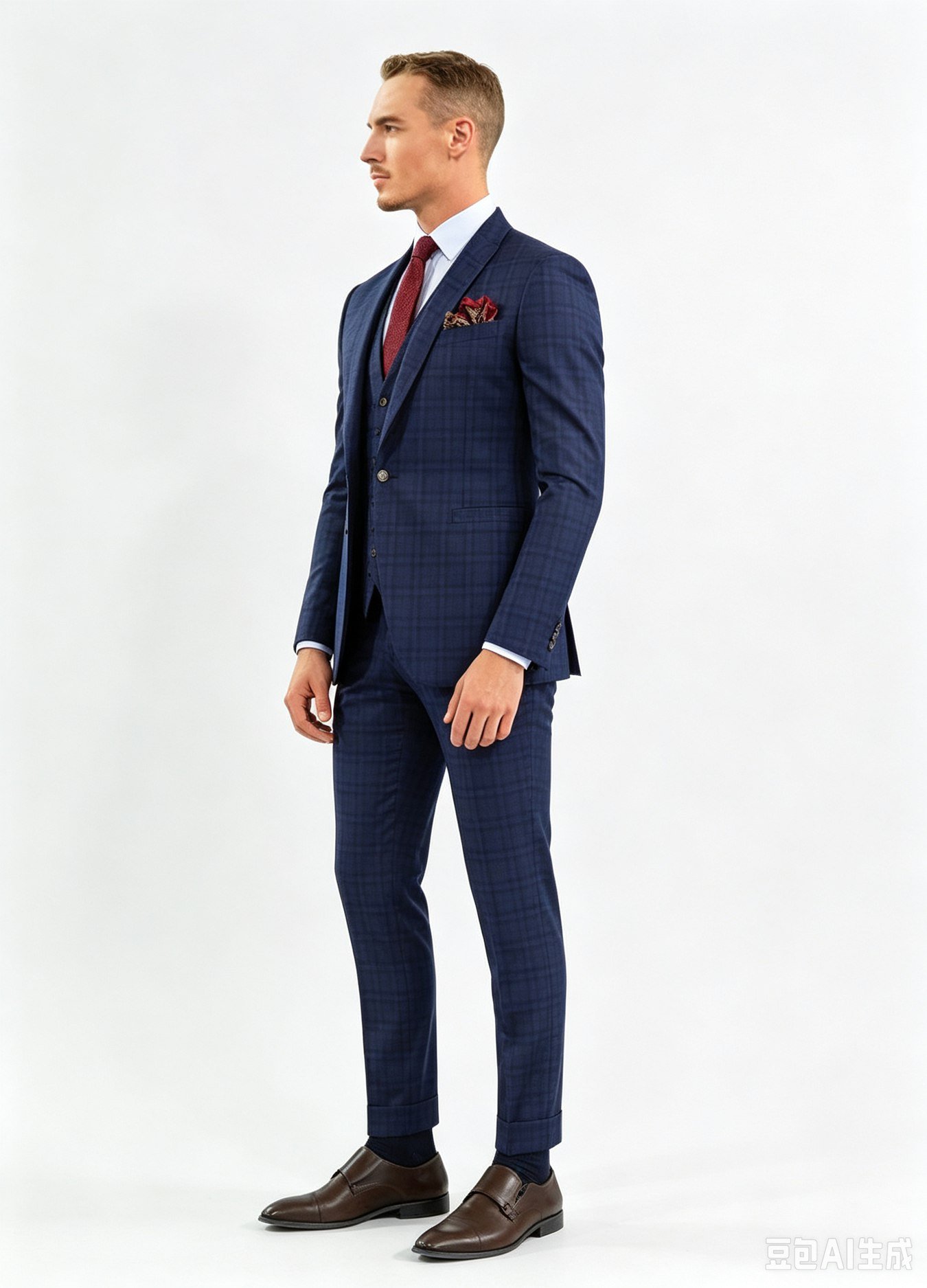 Super 150s Navy Three-Piece Made-to-Measure Wool Suit - Image 2