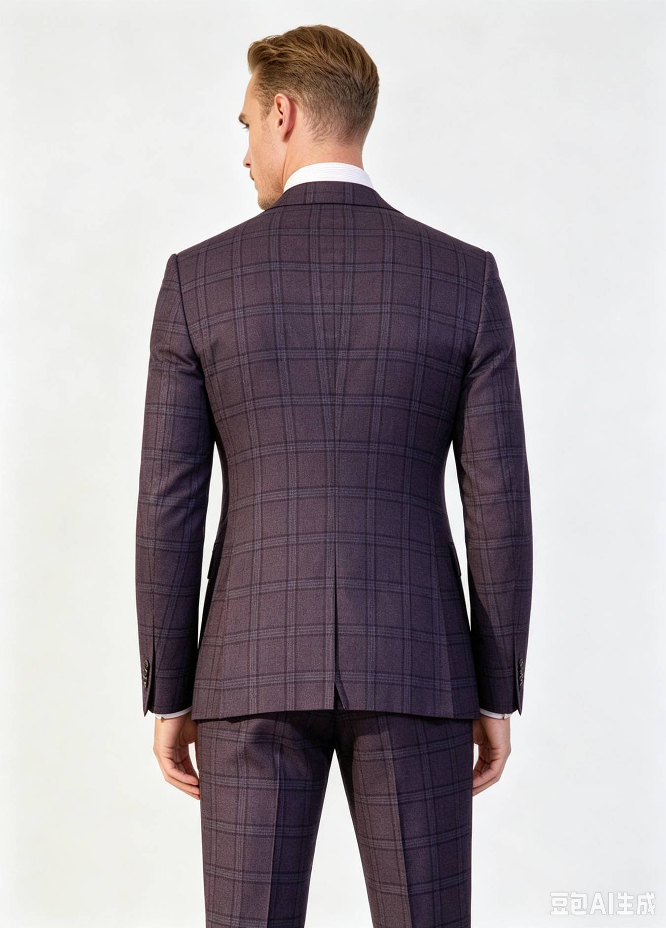 Purple Check Three-Piece Made-to-Measure Wool Suit - Image 7