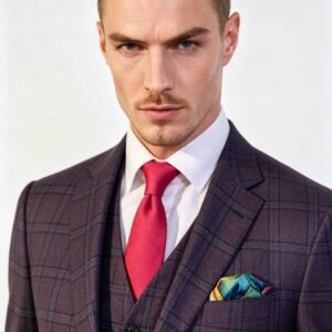 Purple Check Three-Piece Made-to-Measure Wool Suit