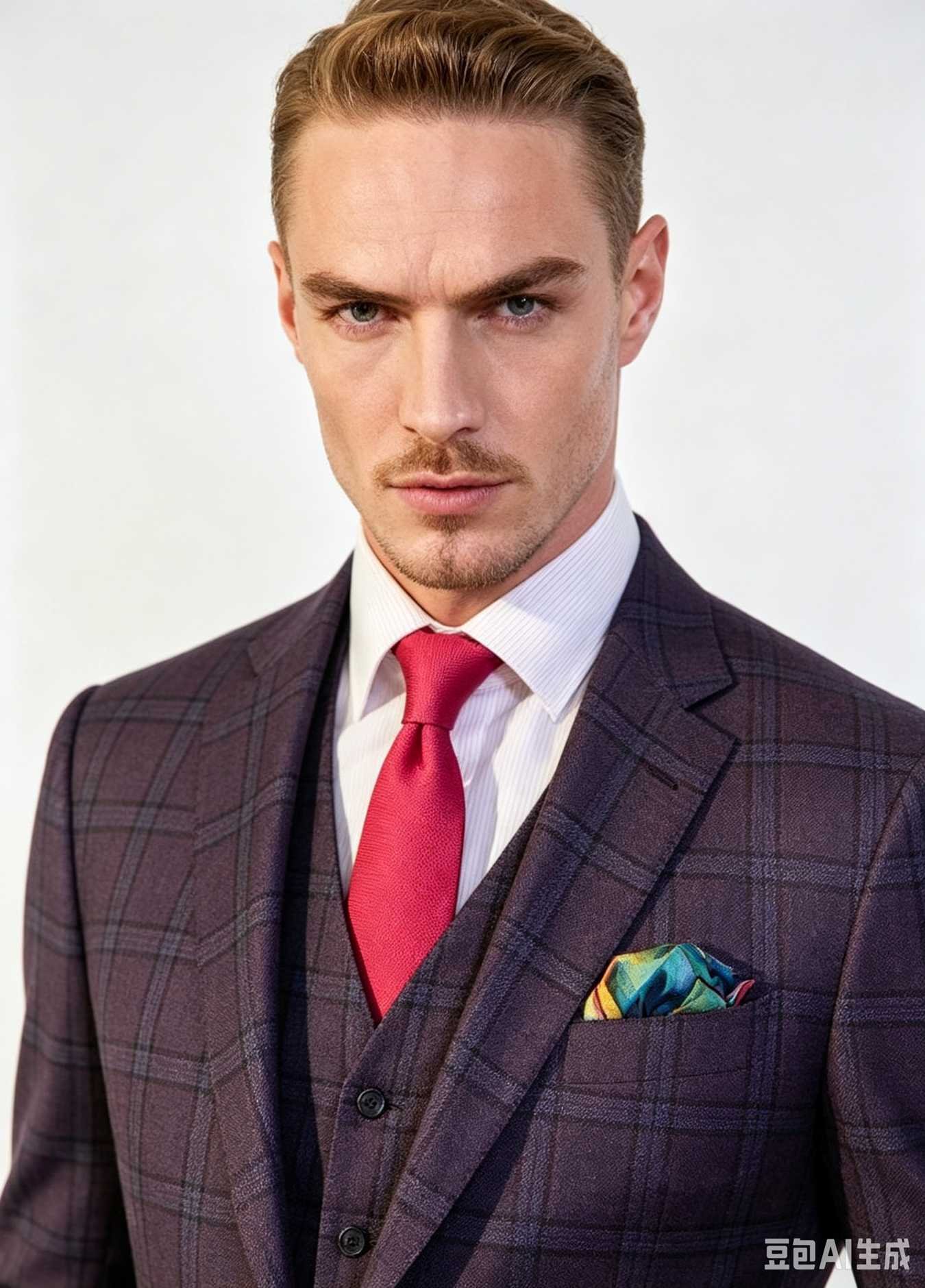Purple Check Three-Piece Made-to-Measure Wool Suit