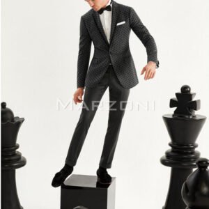 Grey Diamond Two-Piece Made-to-Measure Wool Tuxedo Suit
